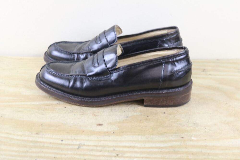 Vintage Joan and David Shoes 6 Brown Leather Penny Loafers Handmade Italy Preppy